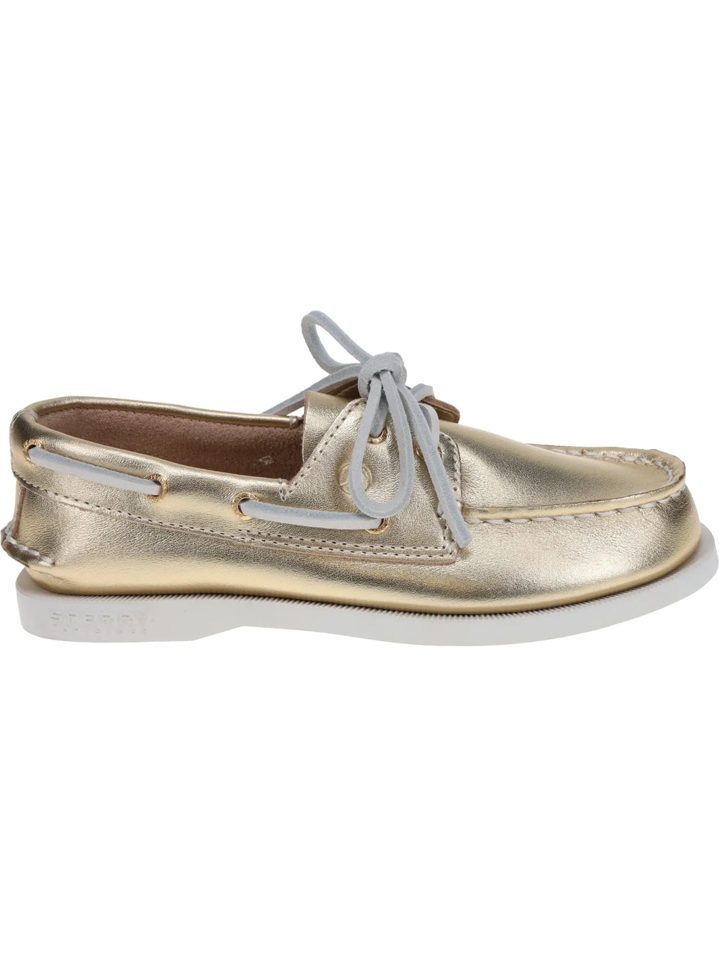 Sperry Kids Metallic Gold Boat Shoe With White Laces